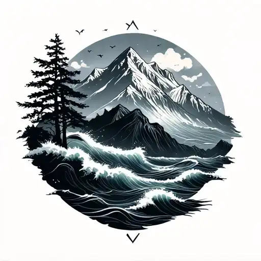 Mountain Birds Trees Ocean