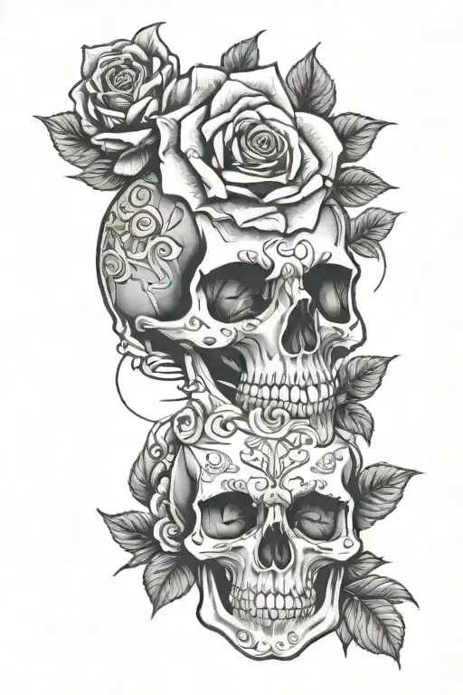 Rose Hidden Skull Mandala Design Incorporating