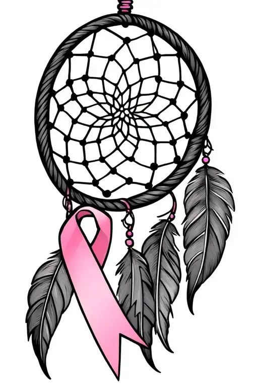 Dreamcatcher Intertwined Breast Cancer Awareness Ribbon