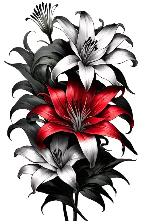Qos Red Spider Lily Flowers Intertwined