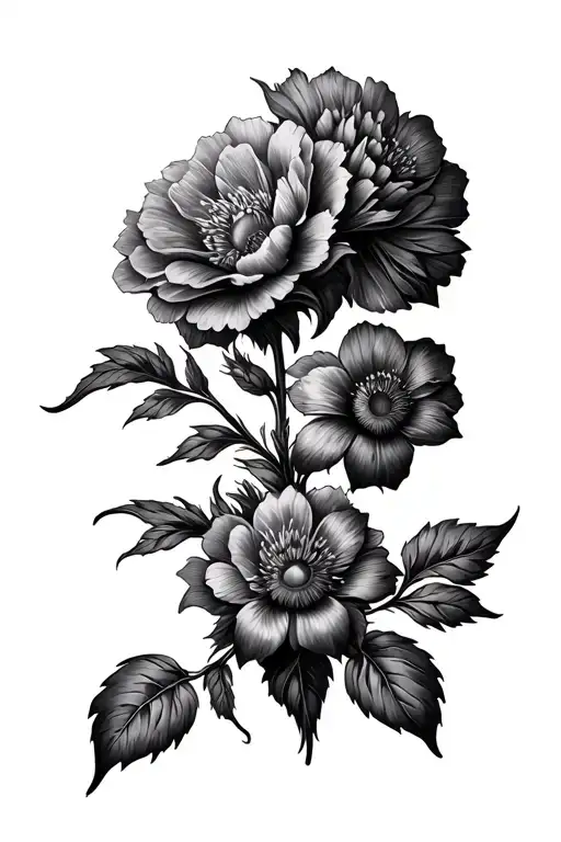 Male Tattoo Of Flowers