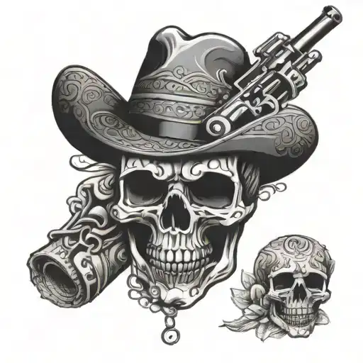 Skull Mariachi With Guns Money Drugs