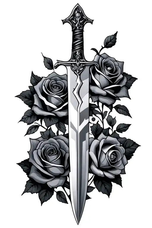 Broken Sword And Roses Intertwined