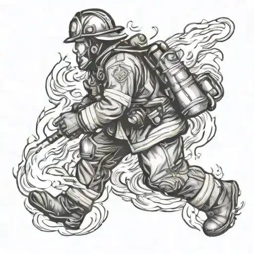 Firefighter Battling Flames