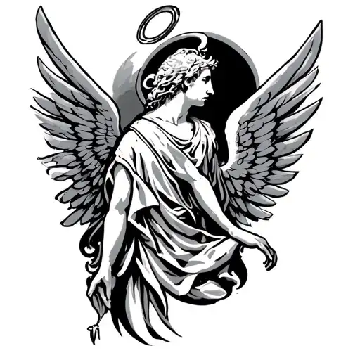 Roman Numerals With Wings On Side And Halo Above