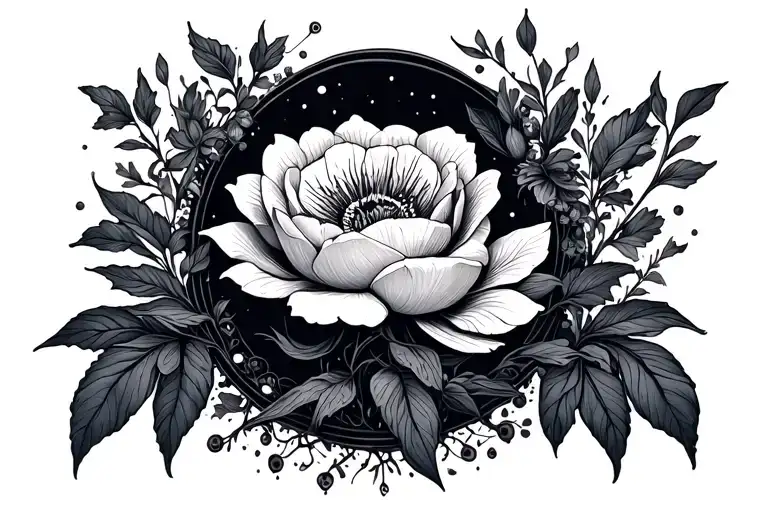 Dark Garden Asthetic Line Art