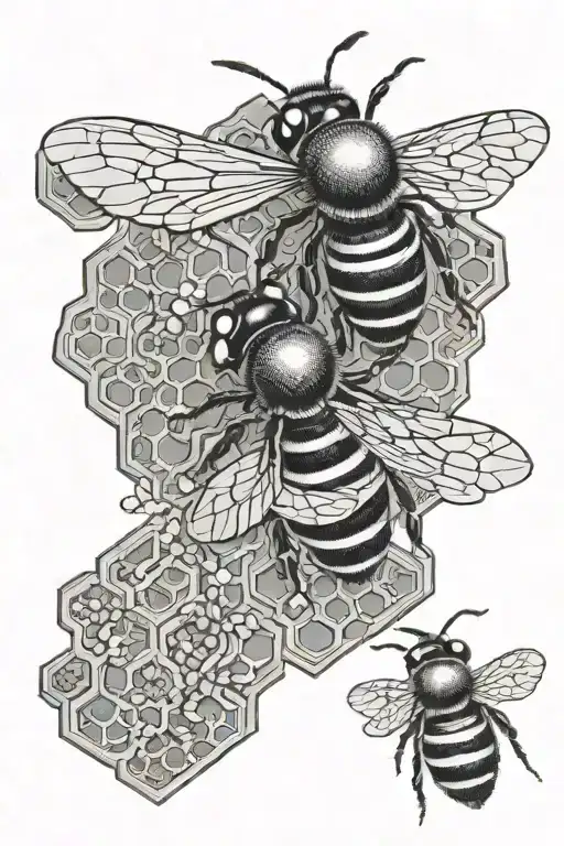 3D Bees And Honey Comb