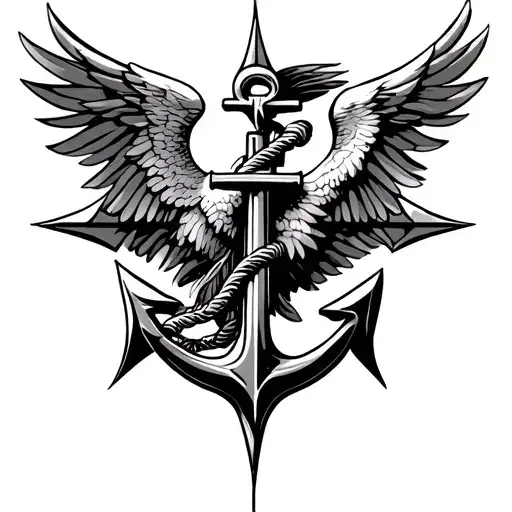 Cardinal Directions Symbolizing With Anchor In Middle Of It