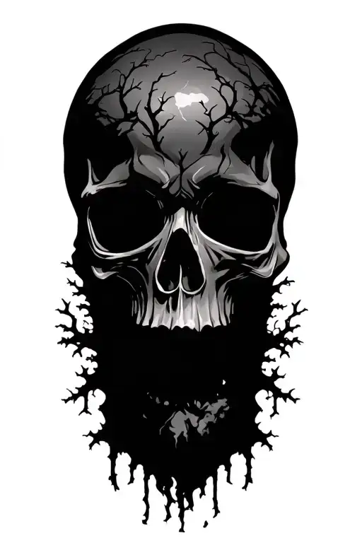 Tree With Skull Silhouette