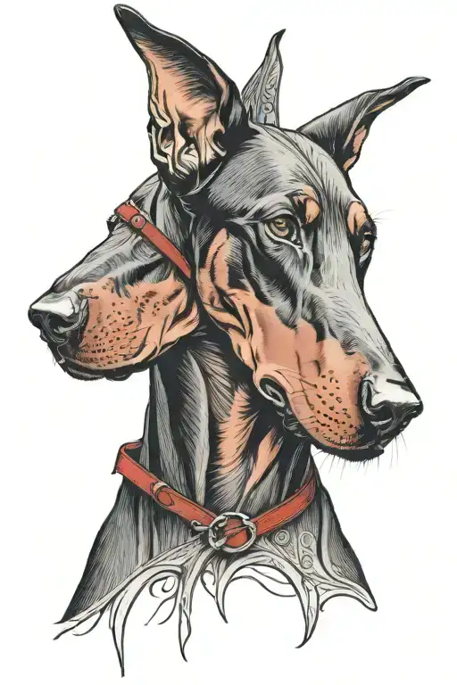 Doberman In Black And Red