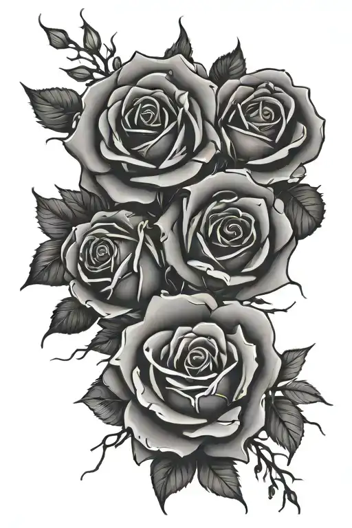 Thorn Branches Growing Into A Rose Bouquet