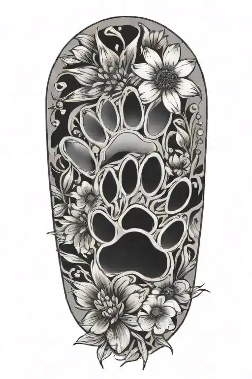 5 Paw Prints And July Flowers Arm Sleeve