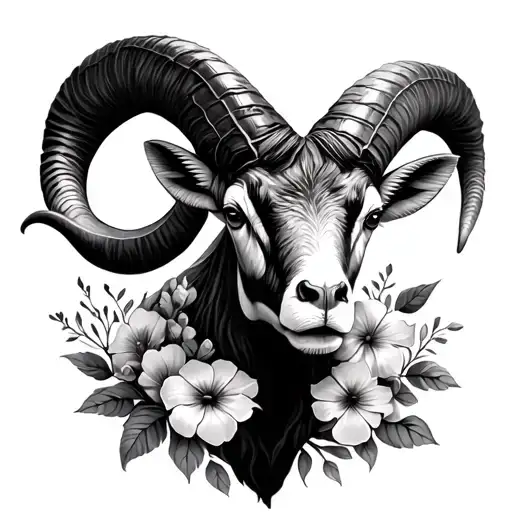 Capricorn Ram With Flowers Forming