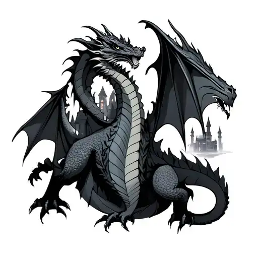 Dragon And Castle Surrounded