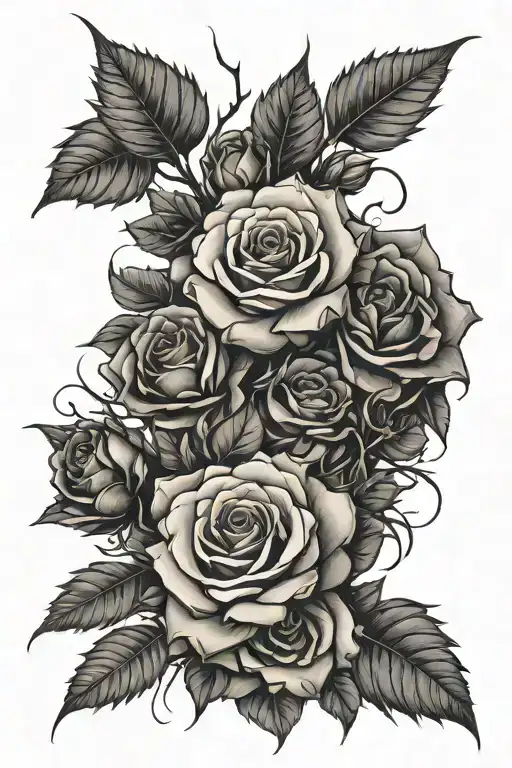 Thorny Branches Growing Into Rose Bouquet