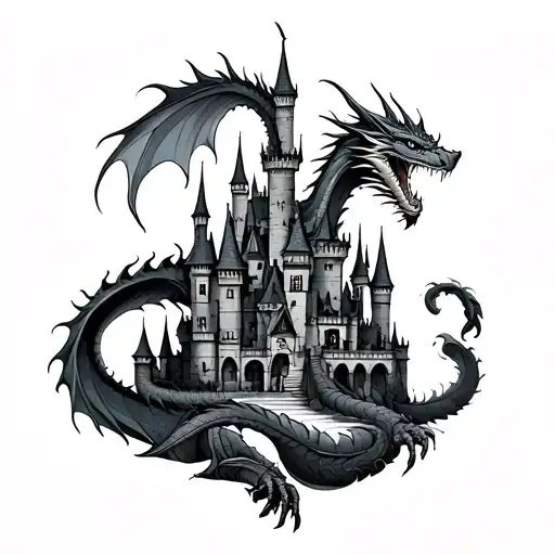 Dragon And Castle Nestled