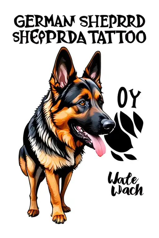 Words And German Shepherd Standing Watch Watch