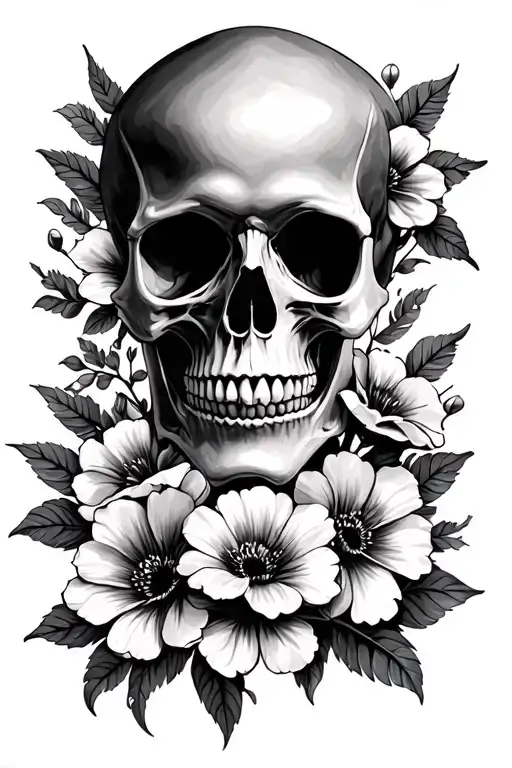 Skull And Flowers