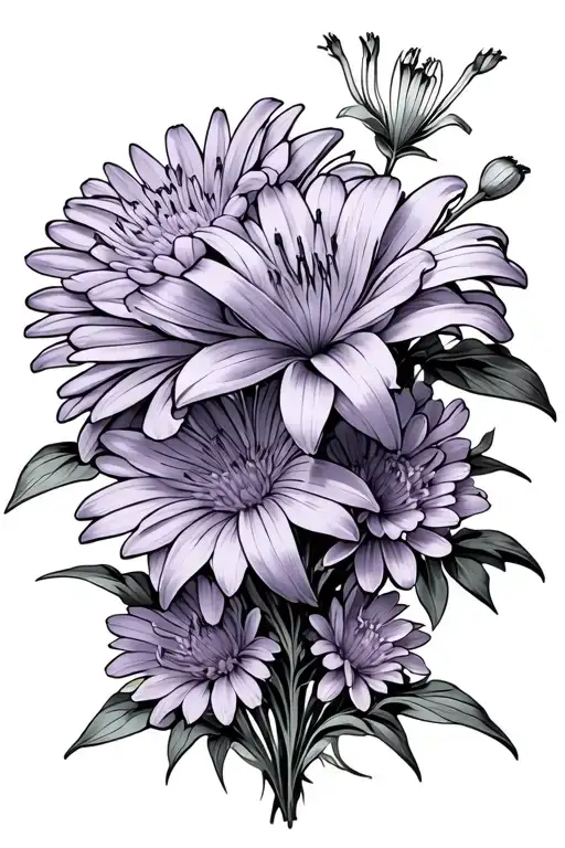 Violet Lily Chrysanthemum Aster Bouquet