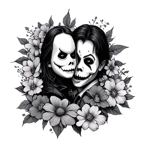 Floral Horror Movie Characters Ghostface Chucky And Myers