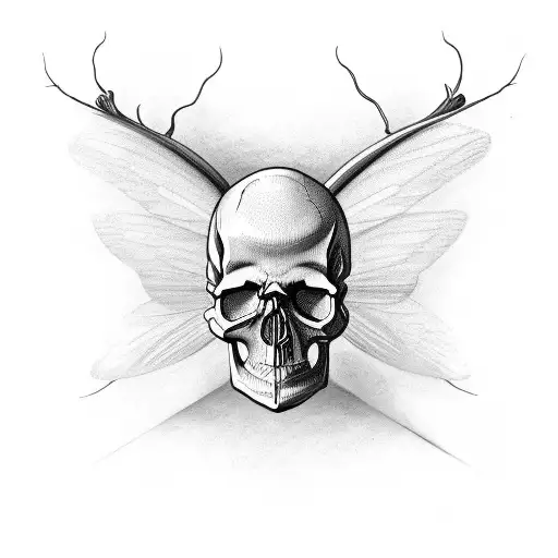 Skull On A Moth Old School