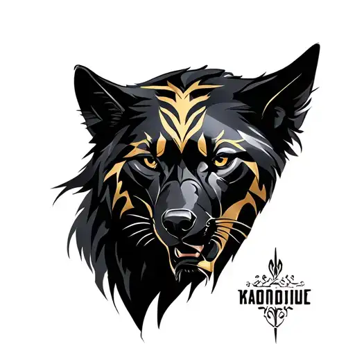 Wolf With Gold And Black Panther