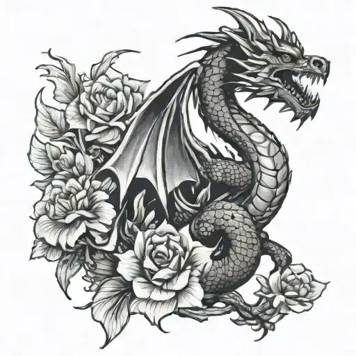 Flowers And A Dragon