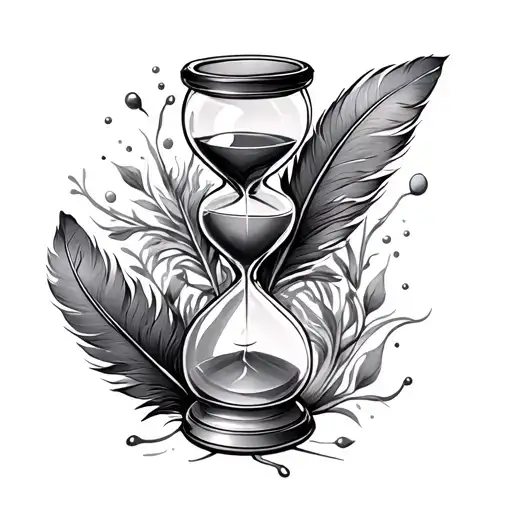 Hourglass And Feather Intertwined