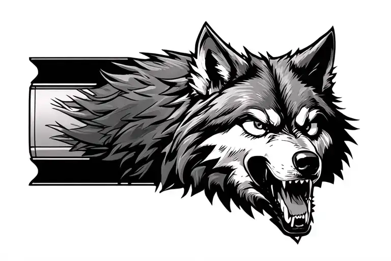 Angry Wolf On Wrist Band