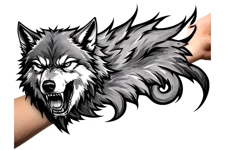 Angry Wolf On Wrist