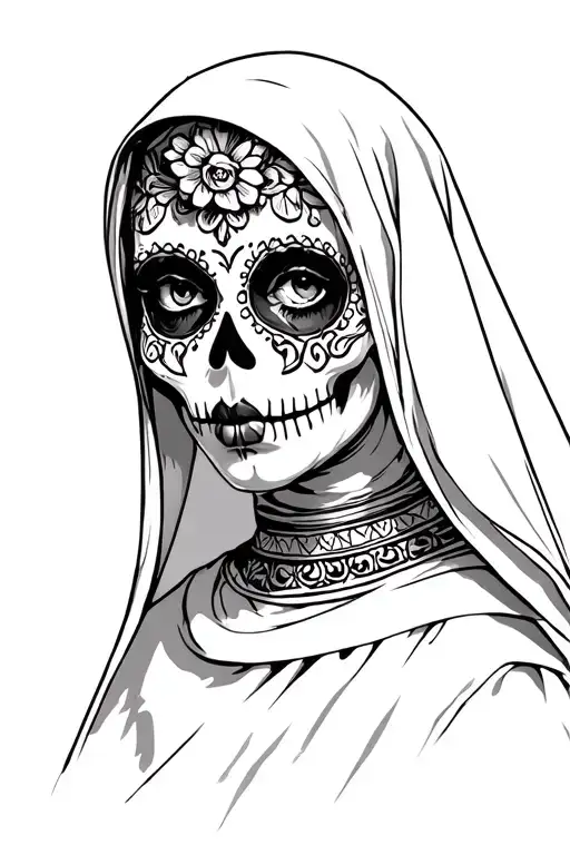 Gothic Style Day Of The Dead Nun Woman Face