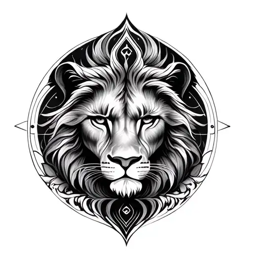 Symmetrical Design That Combines The Leo And Virgo Symbols