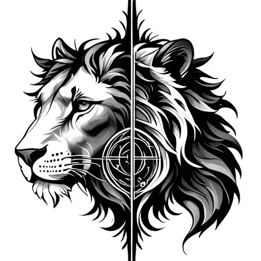 Symmetrical Design That Combines The Leo And Virgo Sigils