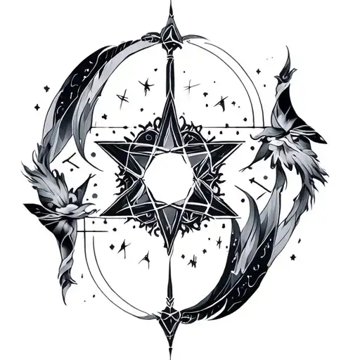 Symmetrical Design That Combines The Leo And Virgo Constilations Star Patterns