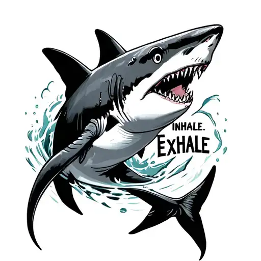 Shark Swimging Around The Saying Inhale Exhale