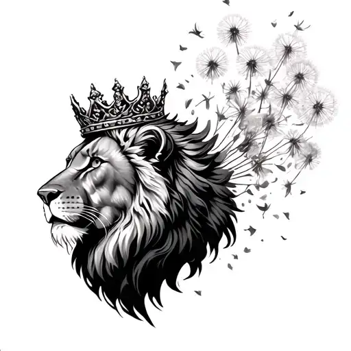 Dandelion Blown Away Lion Wearing A Crown