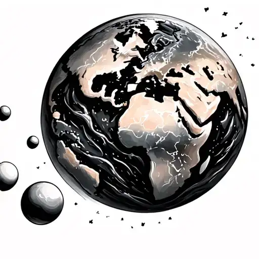 Earth With 3 Orbs Orbiting Earth Globe Symbolizing The Client's Love