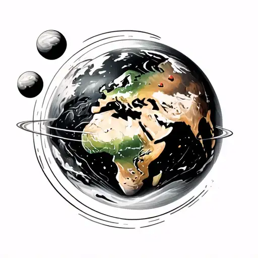 Earth With 3 Orbs Orbiting Earth Globe Symbolizing The Client's Love