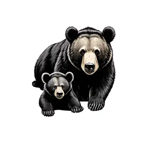 Mama Bear And Cub Laying