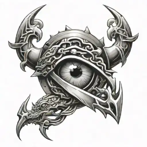 Chain Grapple Hook With A Blade At The End With A Dragon Eye Inside The Blade