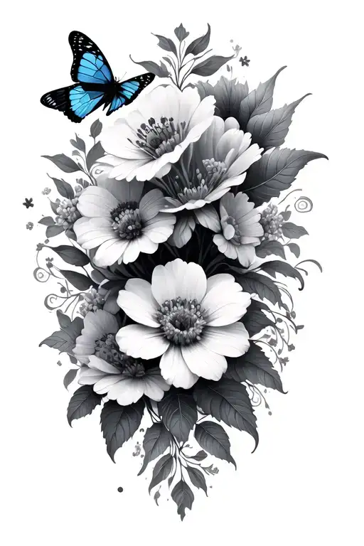Flowers And Butterflies Surrounding