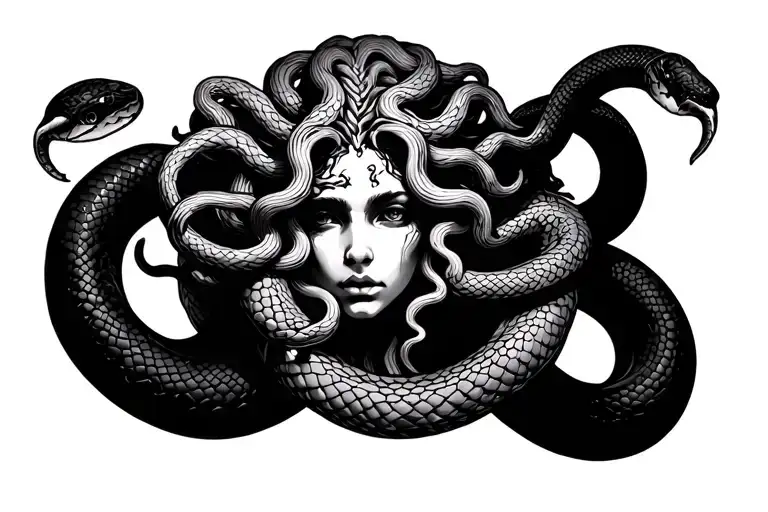 Medusa Surrounded By Snakes Intertwined