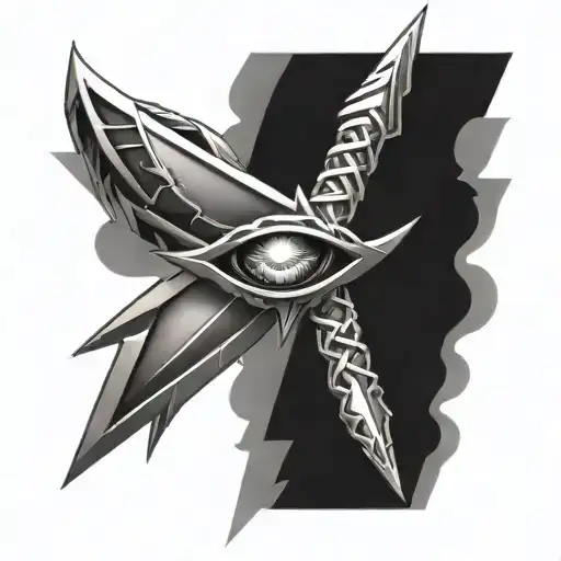 Dragon Eye Kunai And Chain In A Vertical Line