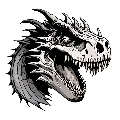 Zombie Dragon And Zombie T Rex Skull