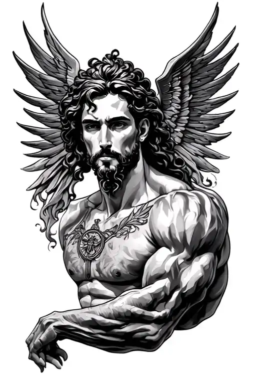 Religious Full Shoulder Muscle Man