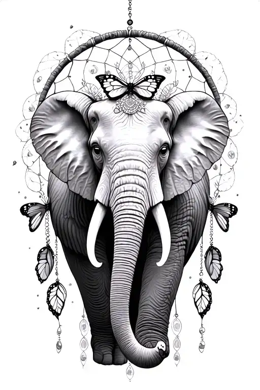 Elephant And Butterfly Dream Catcher Entangled