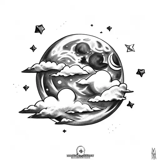 Moon Clouds Stars Realistic