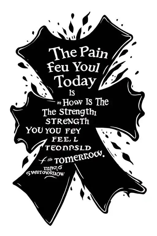 Cross Tattoo Underneath Says The Pain You Feel Today Is The Strength You Feel Tomorrow
