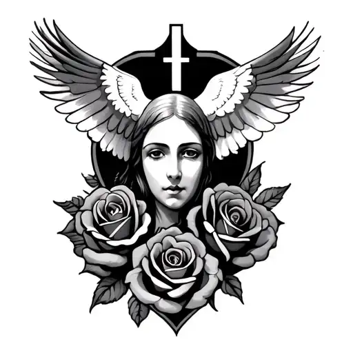 Died Mother Face Memorial Dove Cross Roses