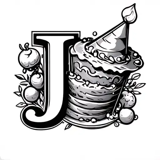 Letter Design J With A Birthday Hat And Other Things